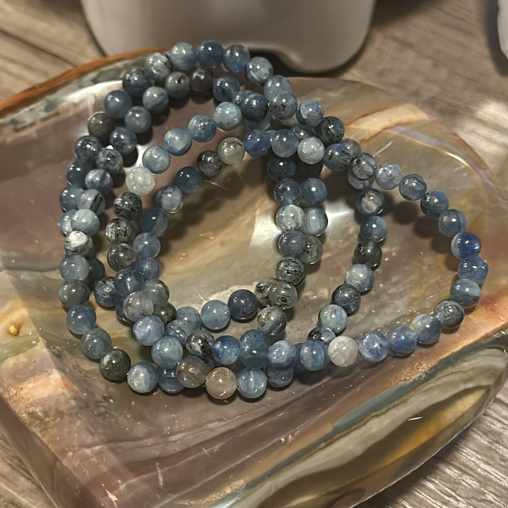 House of Gems ๐ Natural Blue Kyanite ๐ง๐ท 6mm Bracelet Gemstone Jewelry - Picture 3 of 6